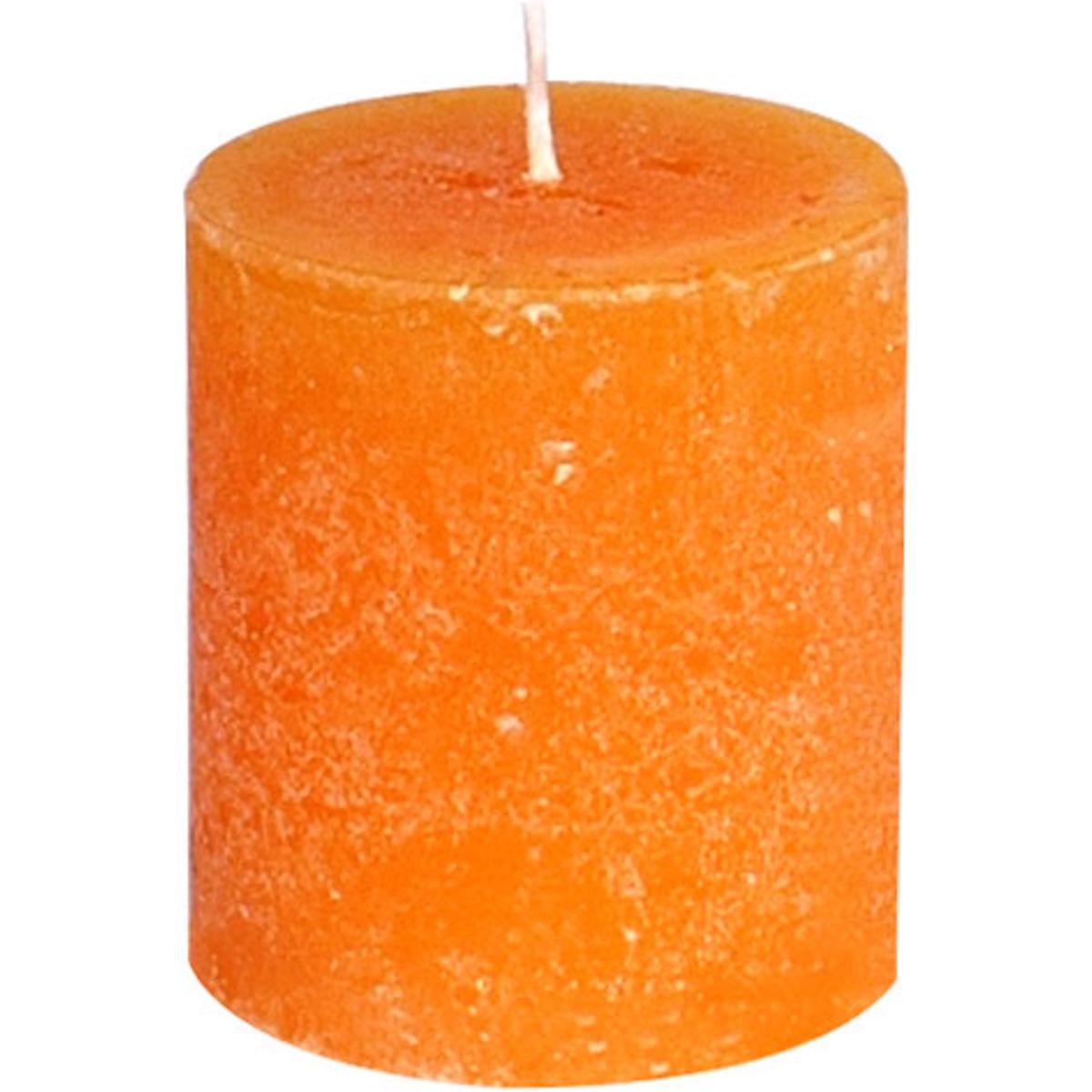 Bougie cylindrique rustique - 6 x 6 cm - Orange