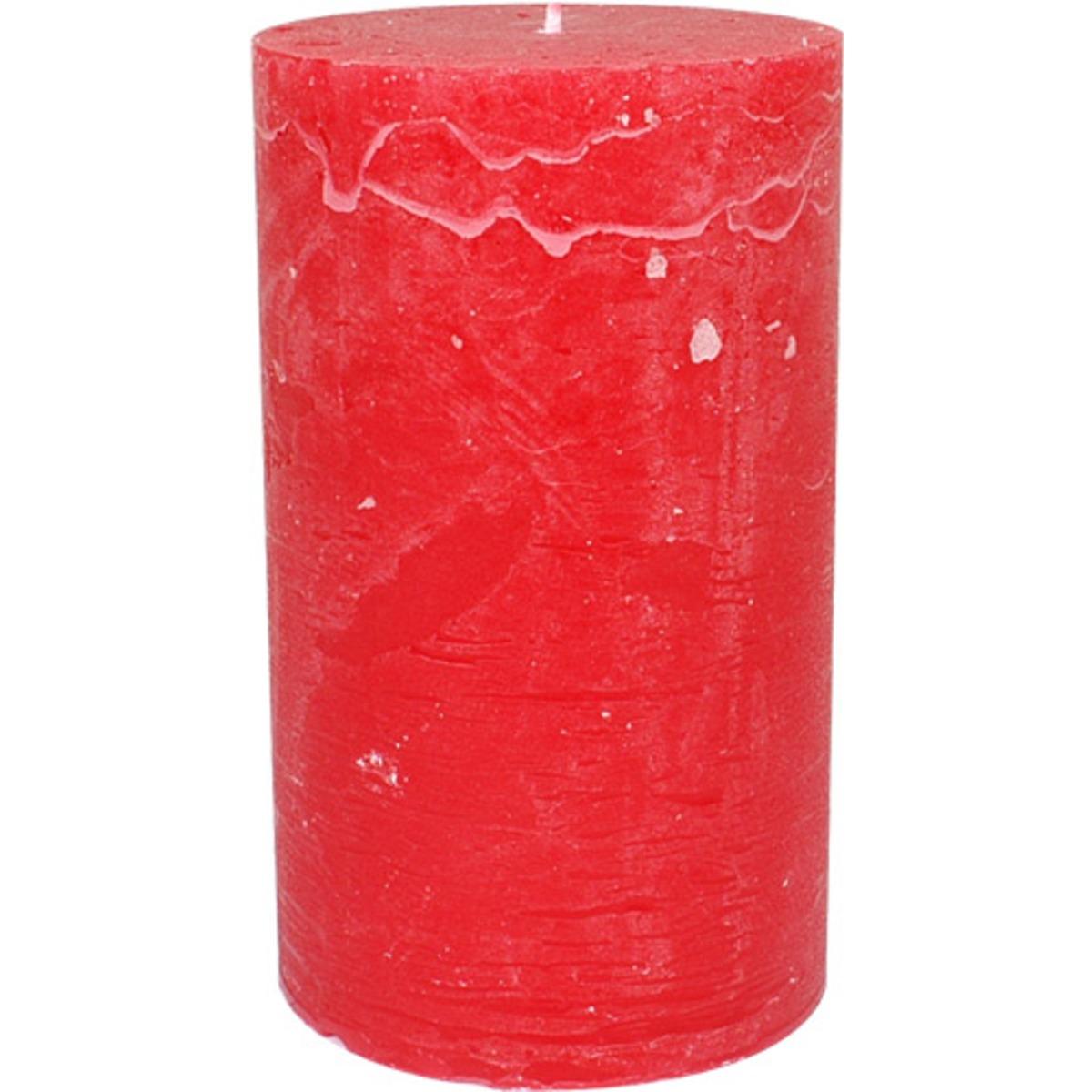 Bougie cylindrique rustique - 6 x 9 cm - Rouge