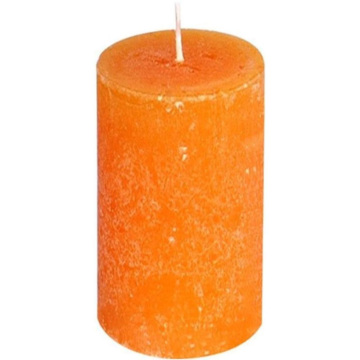 Bougie cylindrique rustique - 6 x 9 cm - Orange