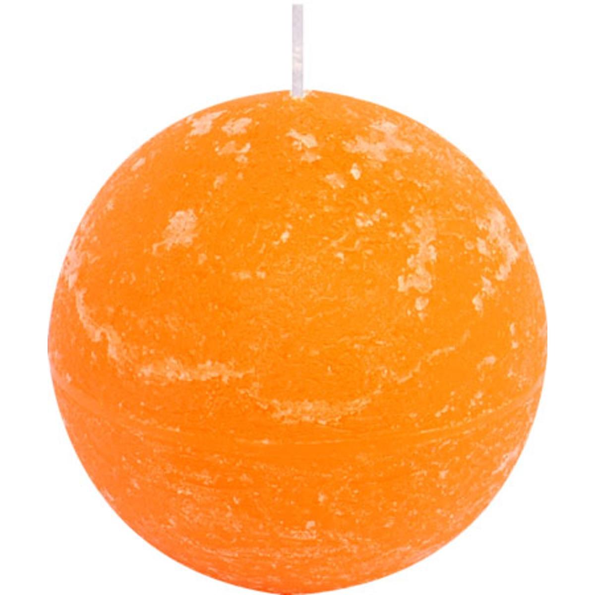 Bougie boule rustique - 9 cm - Orange