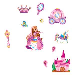 Stickers colorés Princesse - 41 x 29 cm - Multicolore