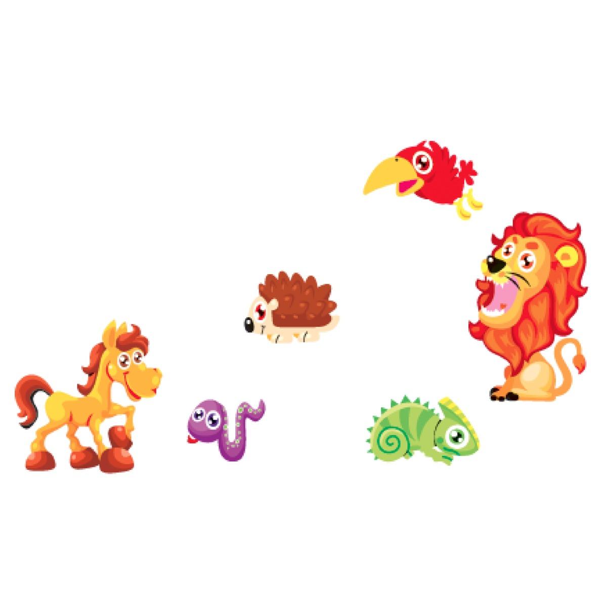 Stickers colorés chevaux et lions - 41 x 29 cm - Multicolore