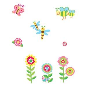 Stickers colorés abeilles et fleurs - 41 x 29 cm - Multicolore