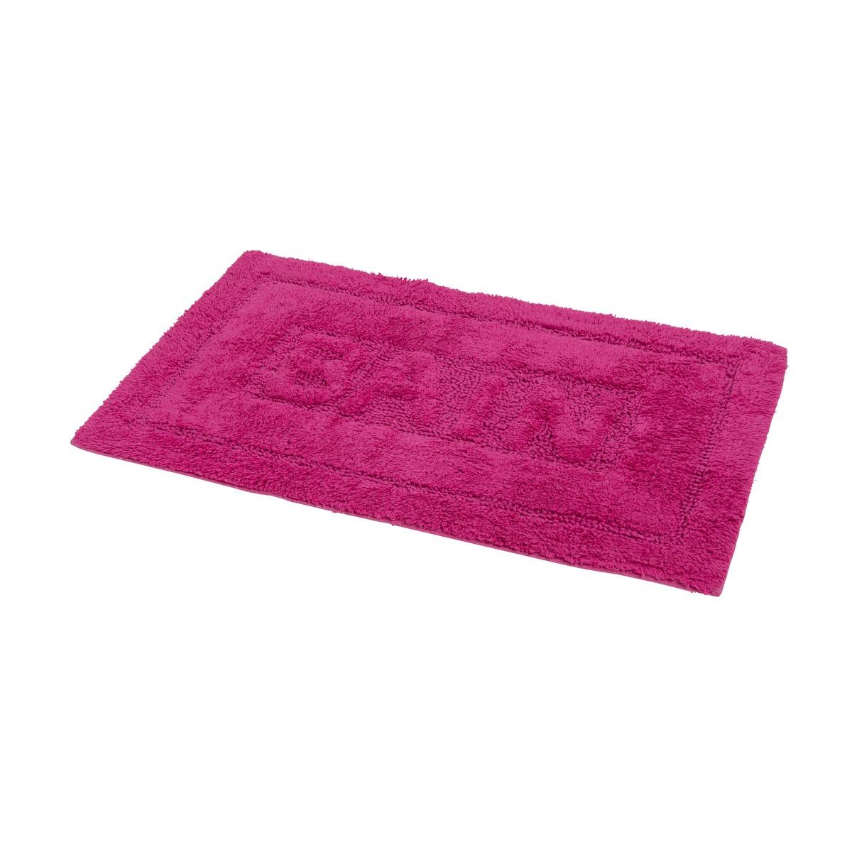 Tapis de salle de bain uni en coton - 50 x 80 cm - Rose