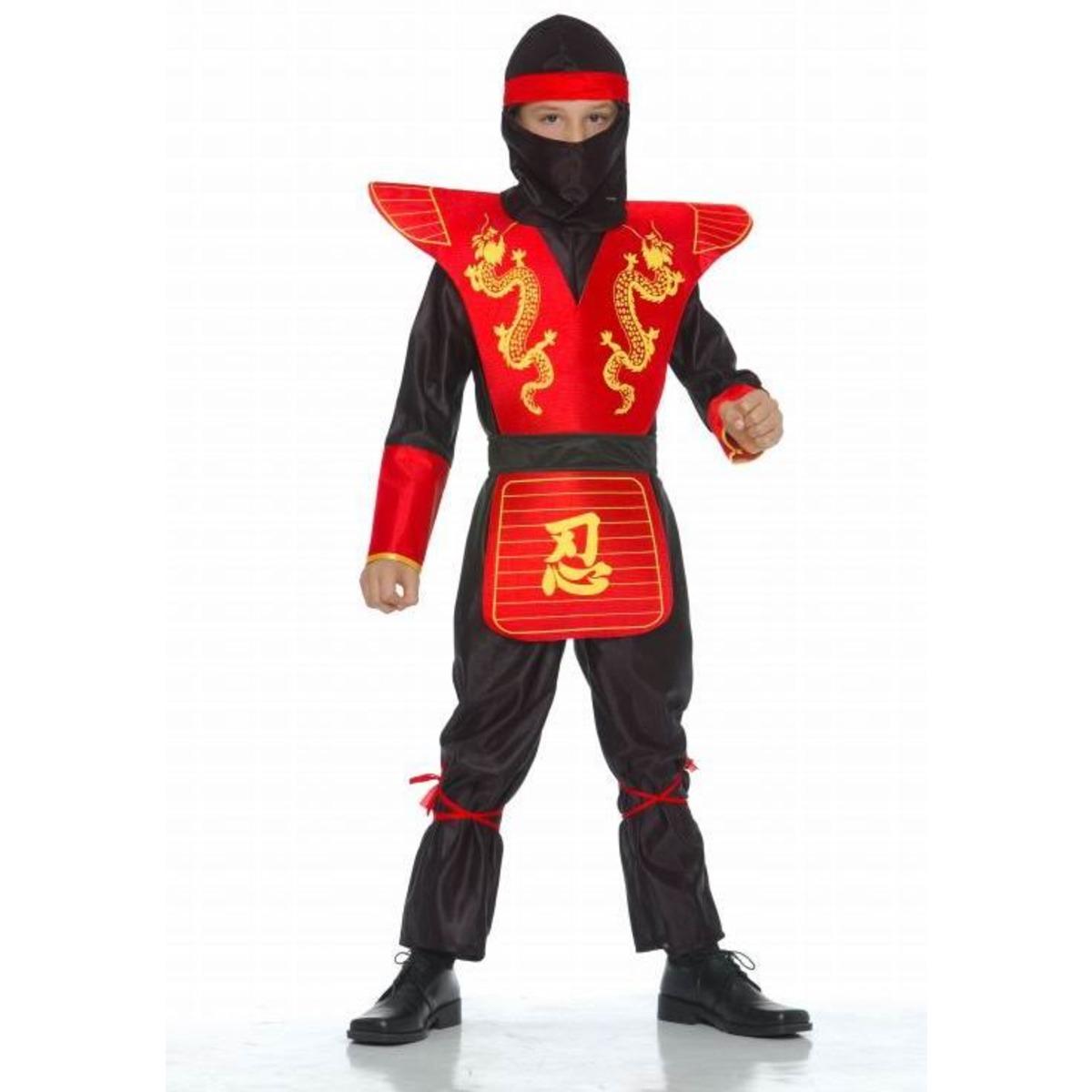 Déguisement ninja samouraï enfant 4 à 6 ans - taille s - Noir, Rouge, Jaune