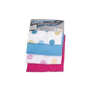 Lot de 4 lavettes en microfibre - 30 x 40 cm - Bleu, rose