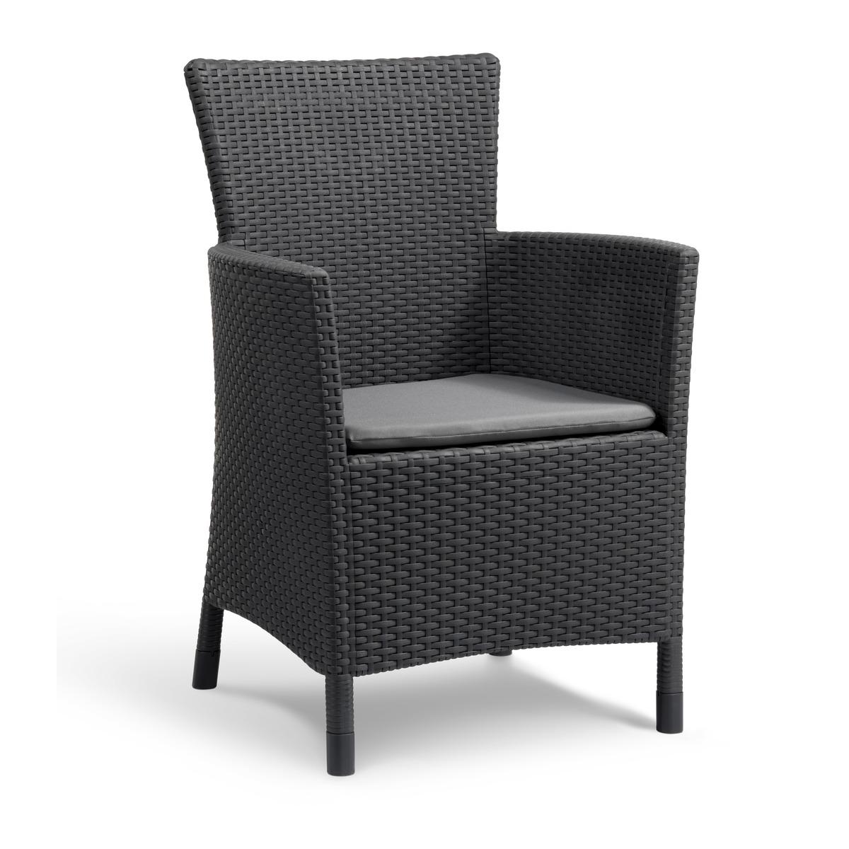 Fauteuil de salon de jardin - 60 x 62 x H 85 cm - Gris anthracite