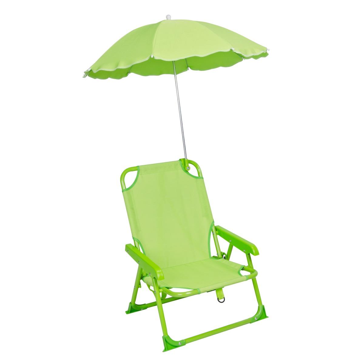 Chaise pliante avec parasol - 37 x 27 x H 46 cm - Vert