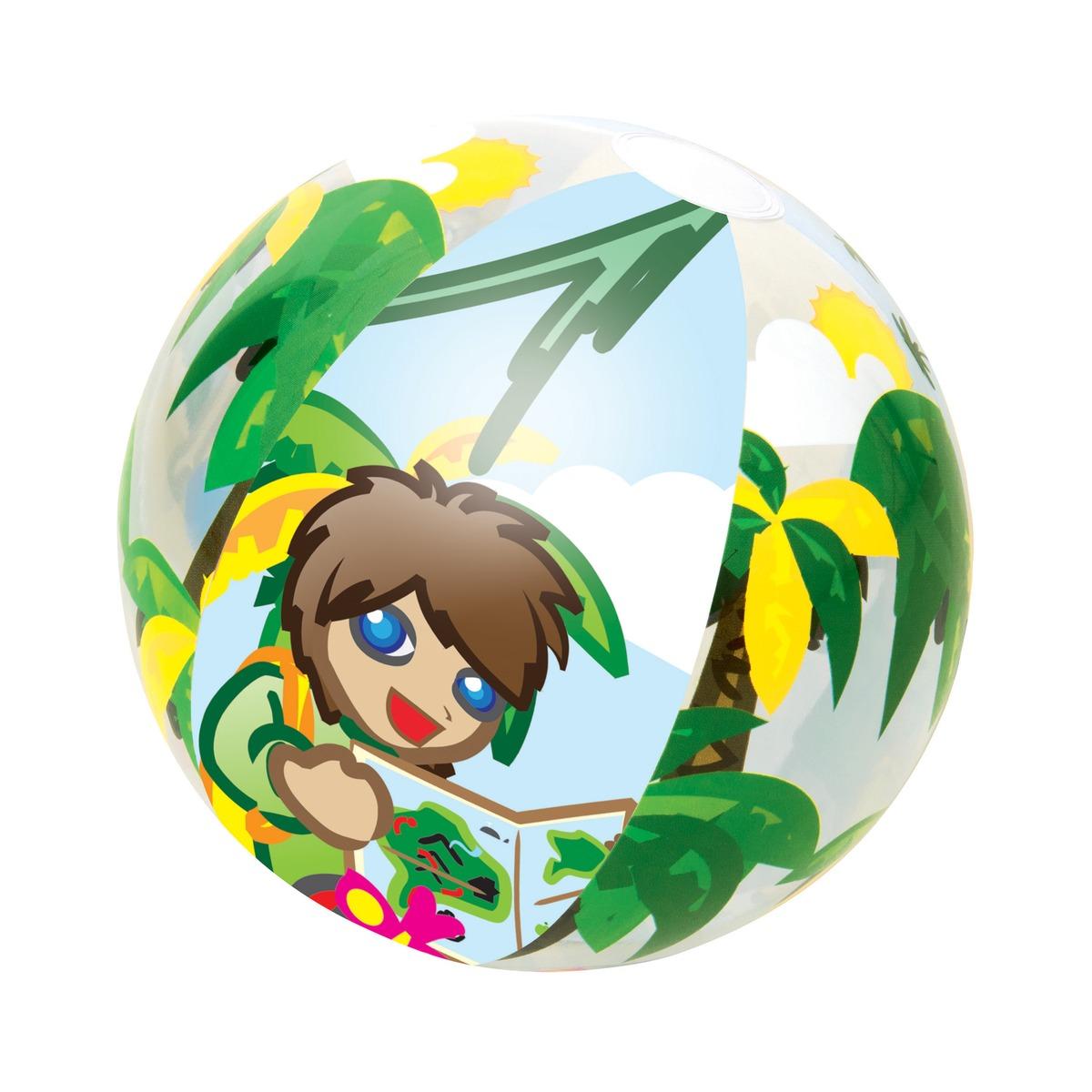 Ballon de plage décor jungle - Diamètre 51 cm - Vert