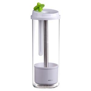 Pot conservateur d'aromates frais en verre et silicone - Diamètre 9,5 x 26 cm - Blanc