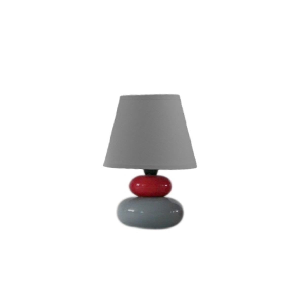 Lampe à poser collection Stones Moderne - Hauteur 22 cm - Gris, rouge