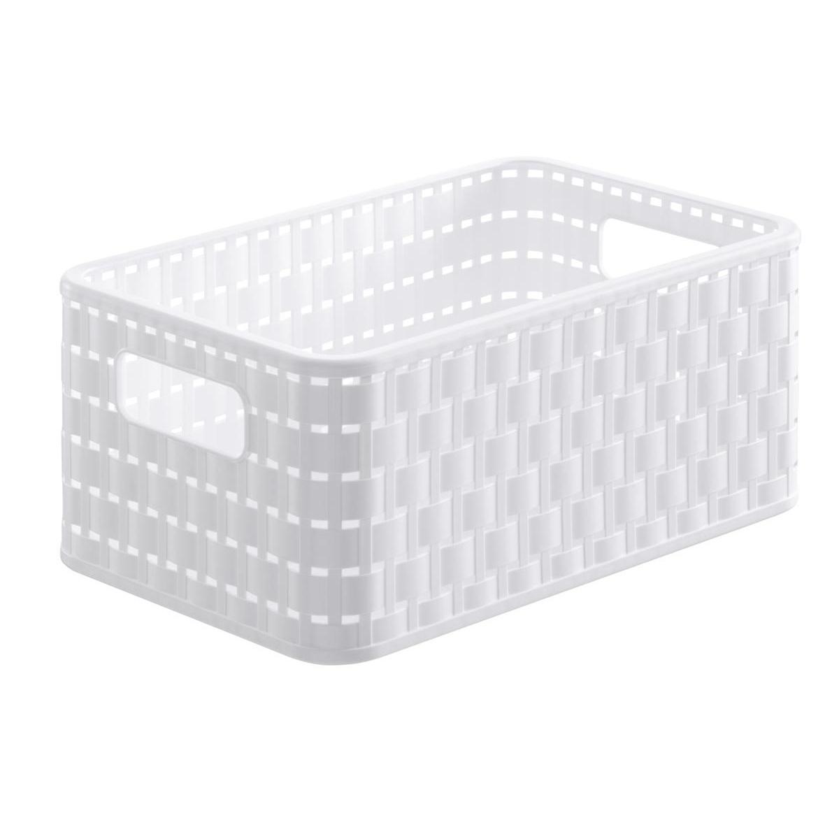 Panier de rangement - Plastique - 28 x 18,5 x H 12,6 cm - Blanc