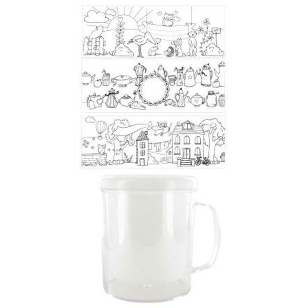 Mug à décorer - Plastique - 10 x 8,5 cm - Blanc