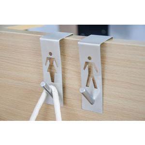 Lot de 2 crochets de porte - Inox - 12 cm - Blanc