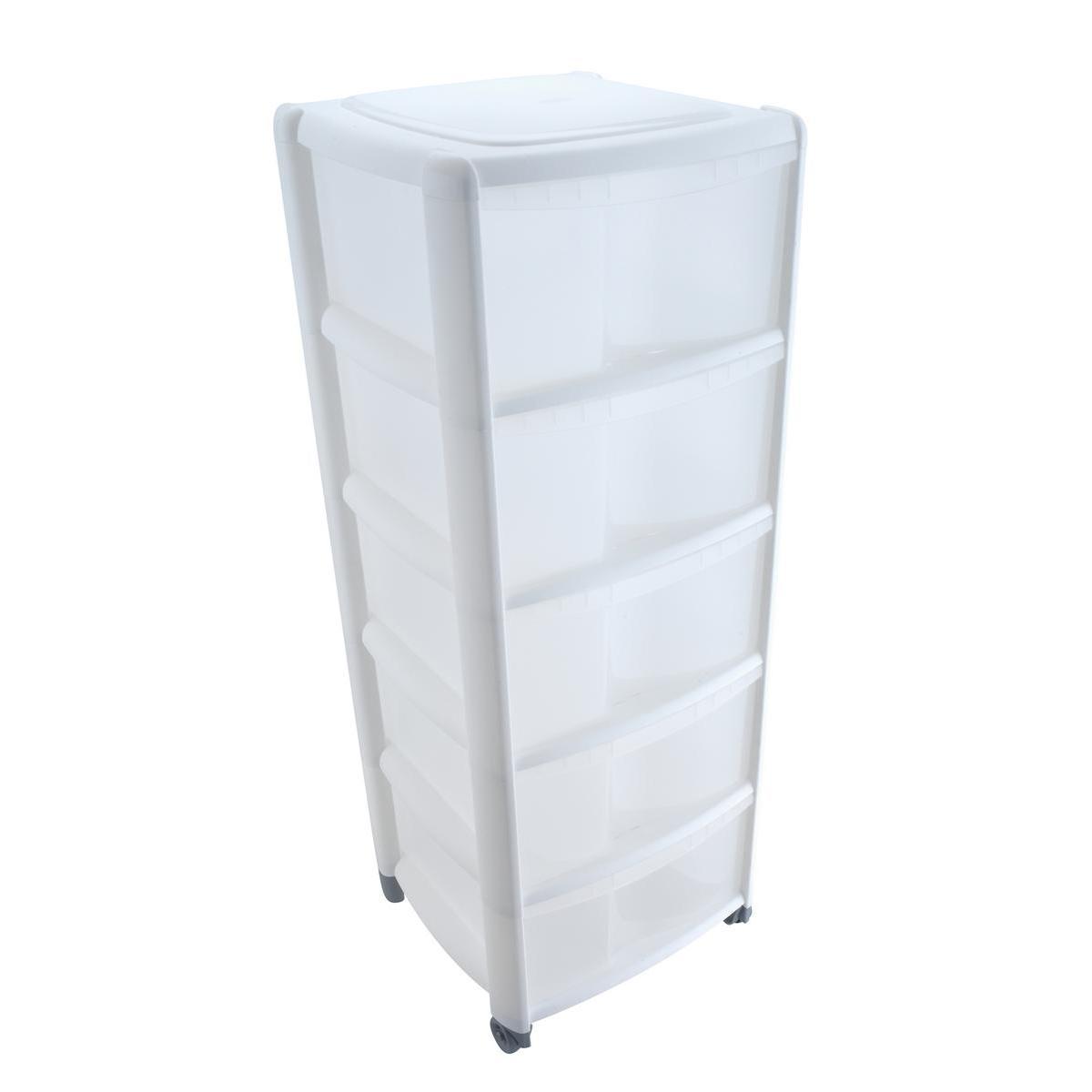 Tour de rangement - Plastique - 40 x 40,5 x H 105 cm - Blanc