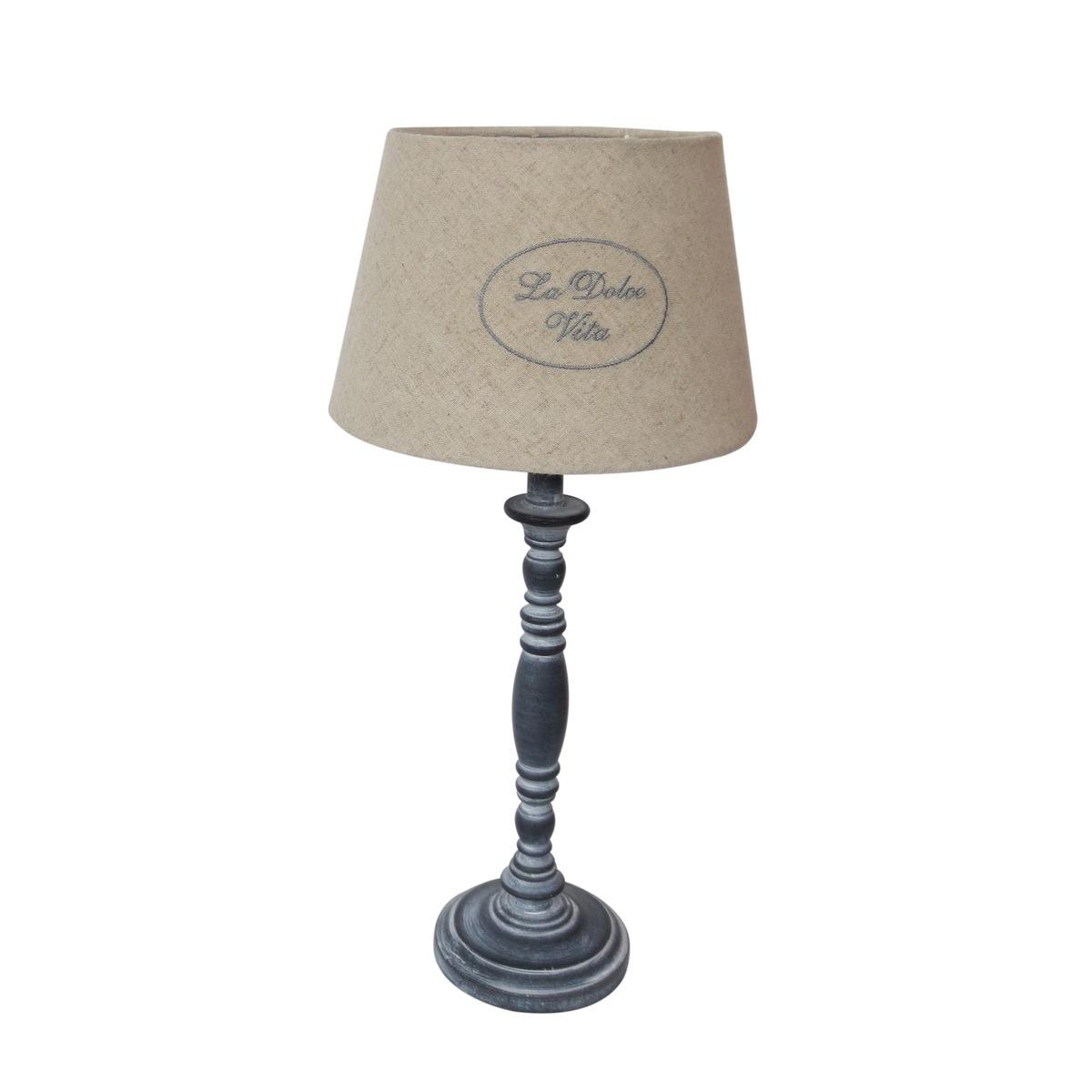 Lampe en bois collection Reva - Hauteur 49 cm - Marron, gris