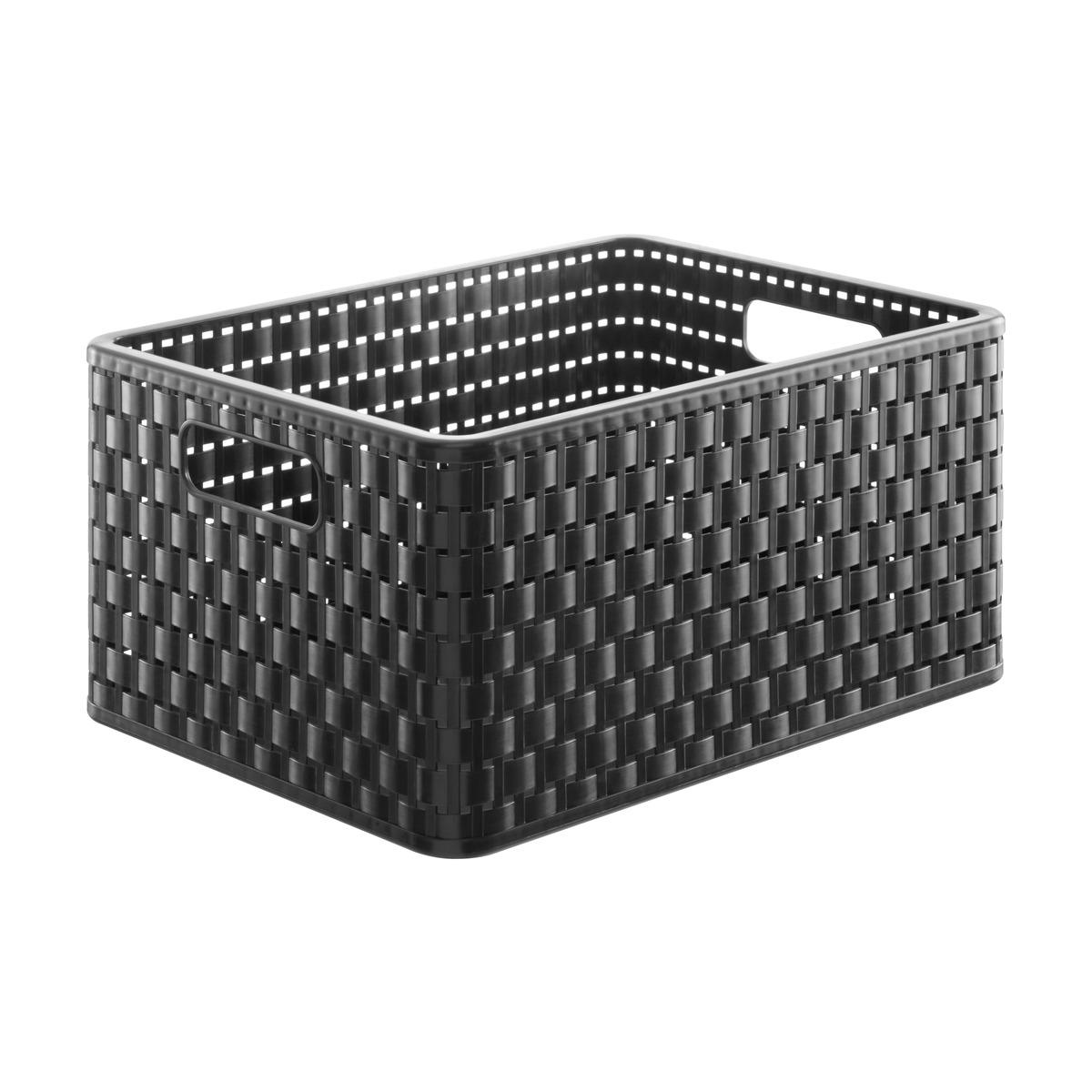 Panier de rangement - Plastique - 37 x 28 x H 19 cm - Noir