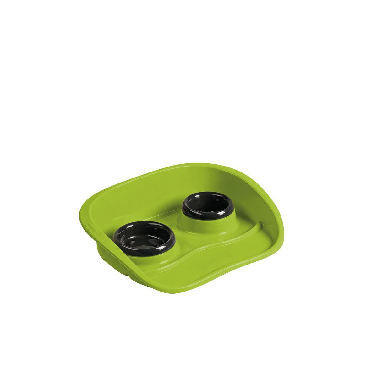 Plateau repas pour chien ou chat - Polypropylène - 46 x 35 x H 11 cm - Vert