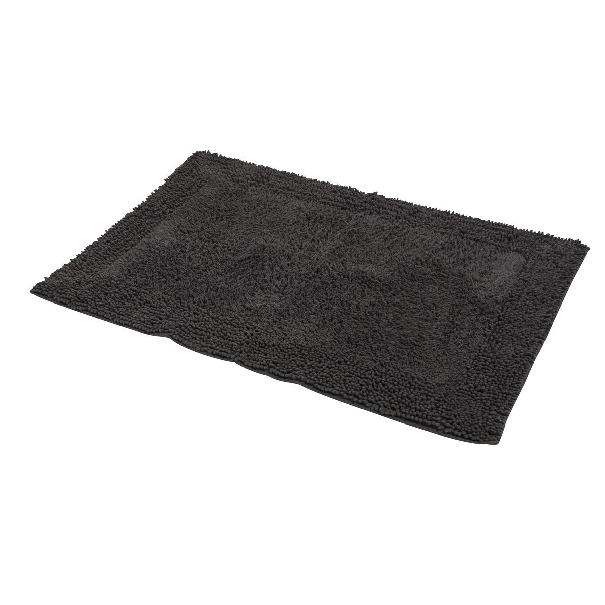 Tapis de salle de bain moelleux aspect naturel - 60 x 90 cm - Gamme Chenil - Gris