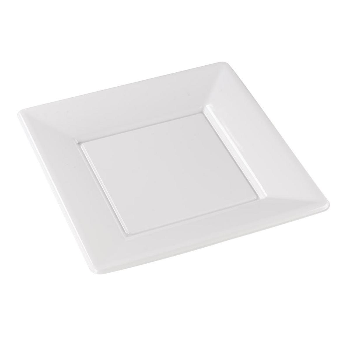 Lot de8 assiettes - plastique - 23 cm x 23 cm - Blanc