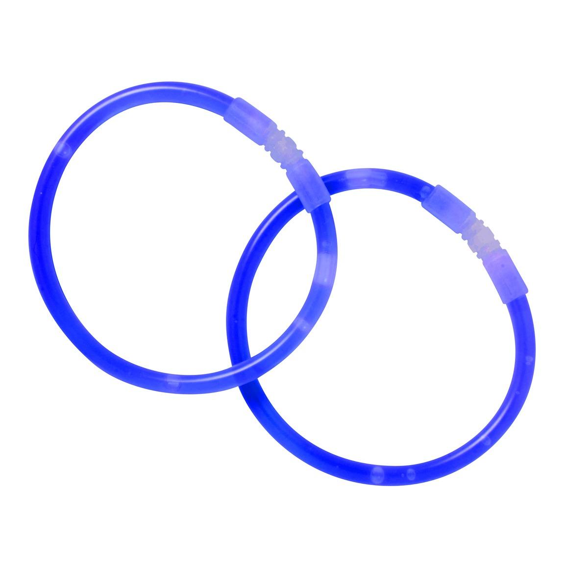 Lot de 2 bracelets lumineux à craquer - 20 cm - Bleu