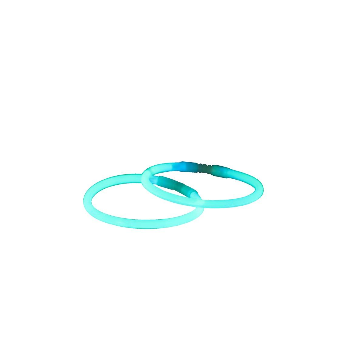 Lot de 2 bracelets lumineux à craquer - 20 cm - Bleu turquoise