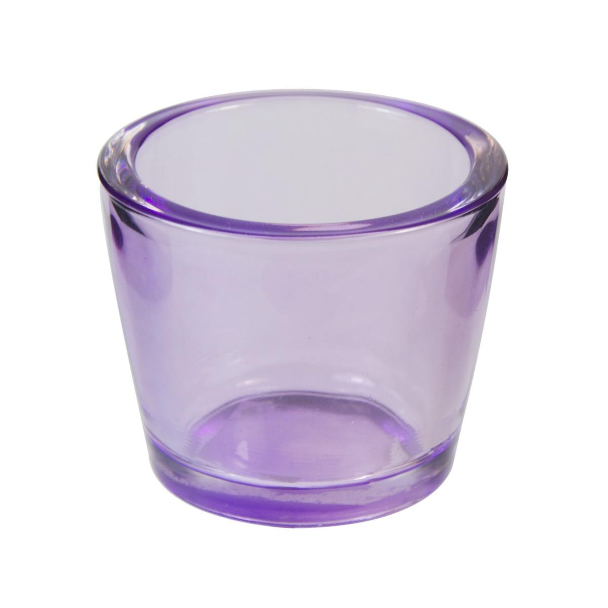 Photophore en verre - Diamètre 8 cm - Hauteur 6,5 cm - Violet