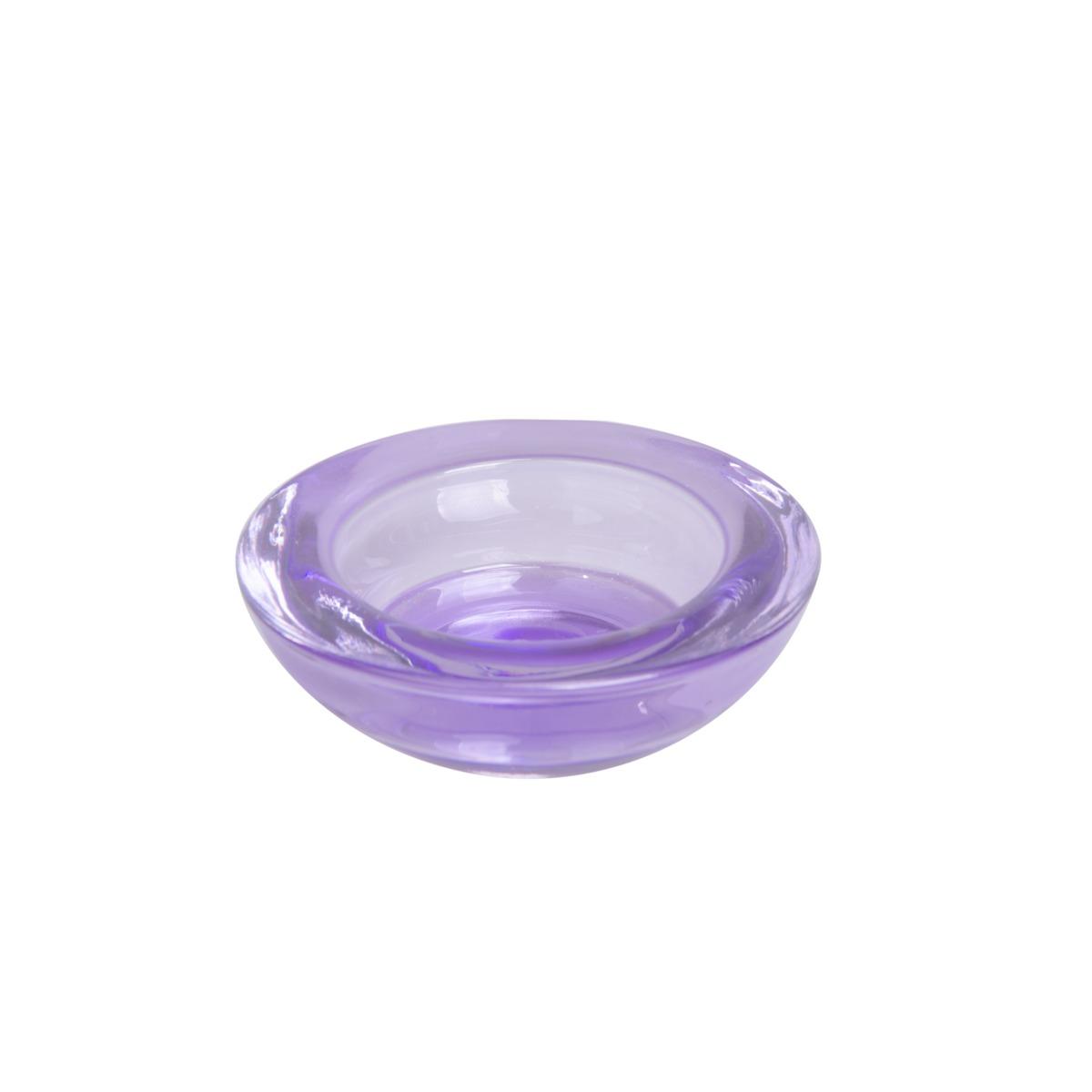 Photophore en verre - Diamètre 7,5 cm - Hauteur 2,5 cm - Violet