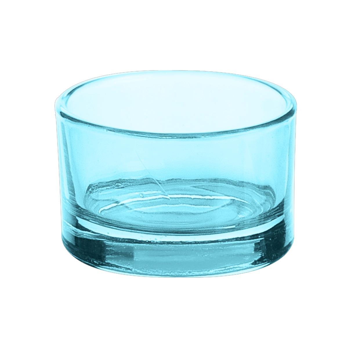 Photophore en verre - Diamètre 5 x H 3 cm - Bleu