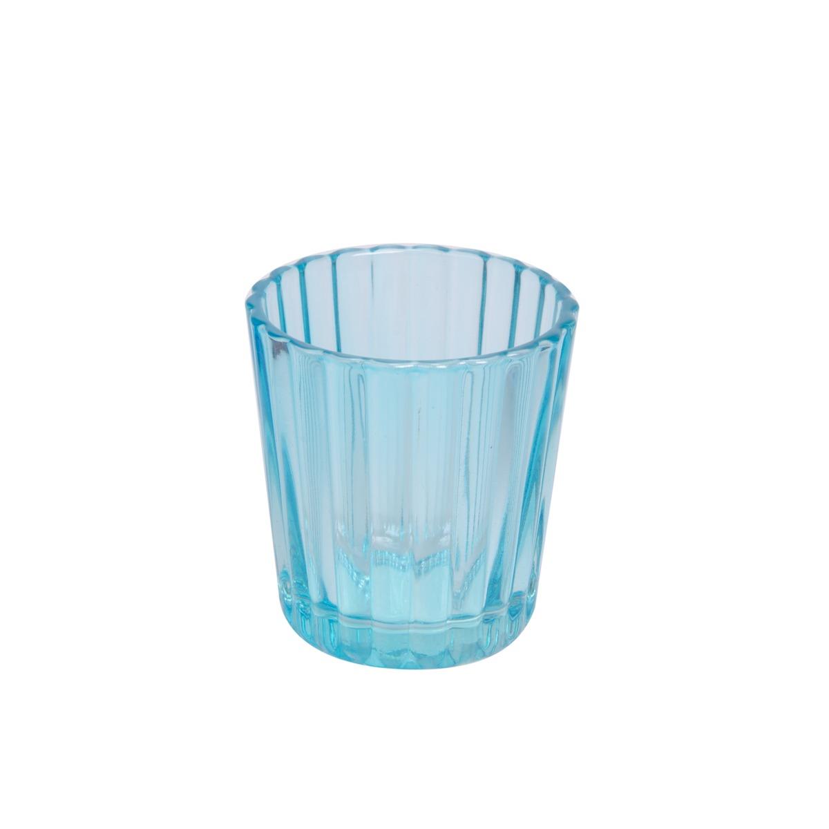 Photophore en verre - Diamètre 5,5 cm - Hauteur 6 cm - Bleu