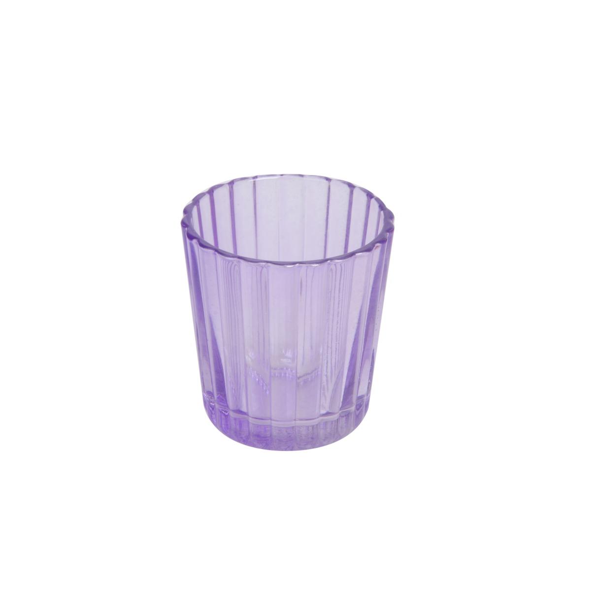Photophore en verre - Diamètre 5,5 cm - Hauteur 6 cm - Violet