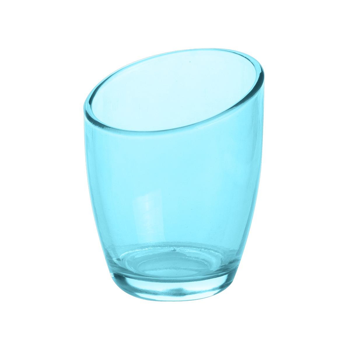 Photophore en verre - Diamètre 6,5 cm - Hauteur 8,8 cm - Bleu