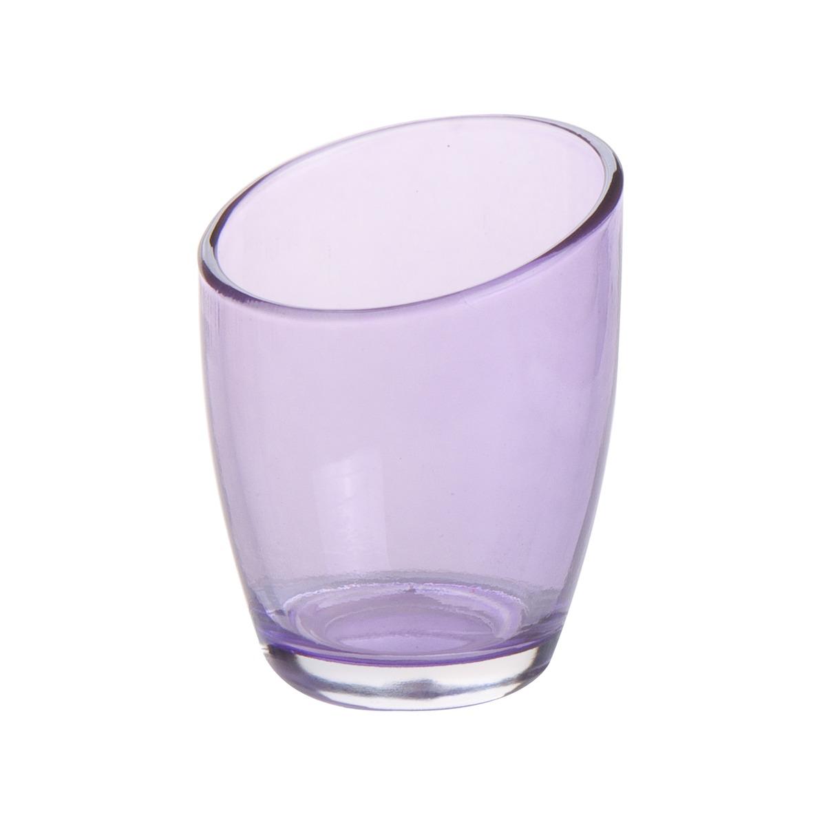 Photophore en verre - Diamètre 6,5 cm - Hauteur 8,8 cm - Violet