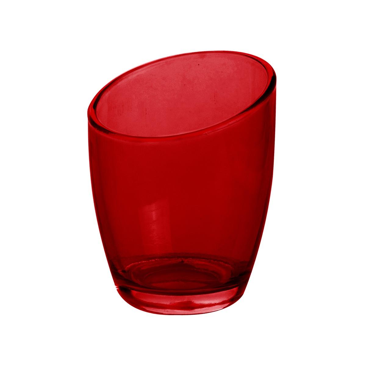 Photophore en verre - Diamètre 6,5 cm - Hauteur 8,8 cm - Rouge