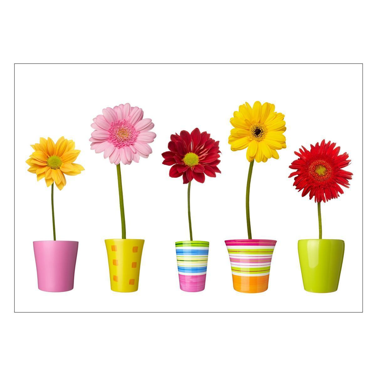 Stickers fleurs - Papier et PVC - 50 x70 cm - Multicolore