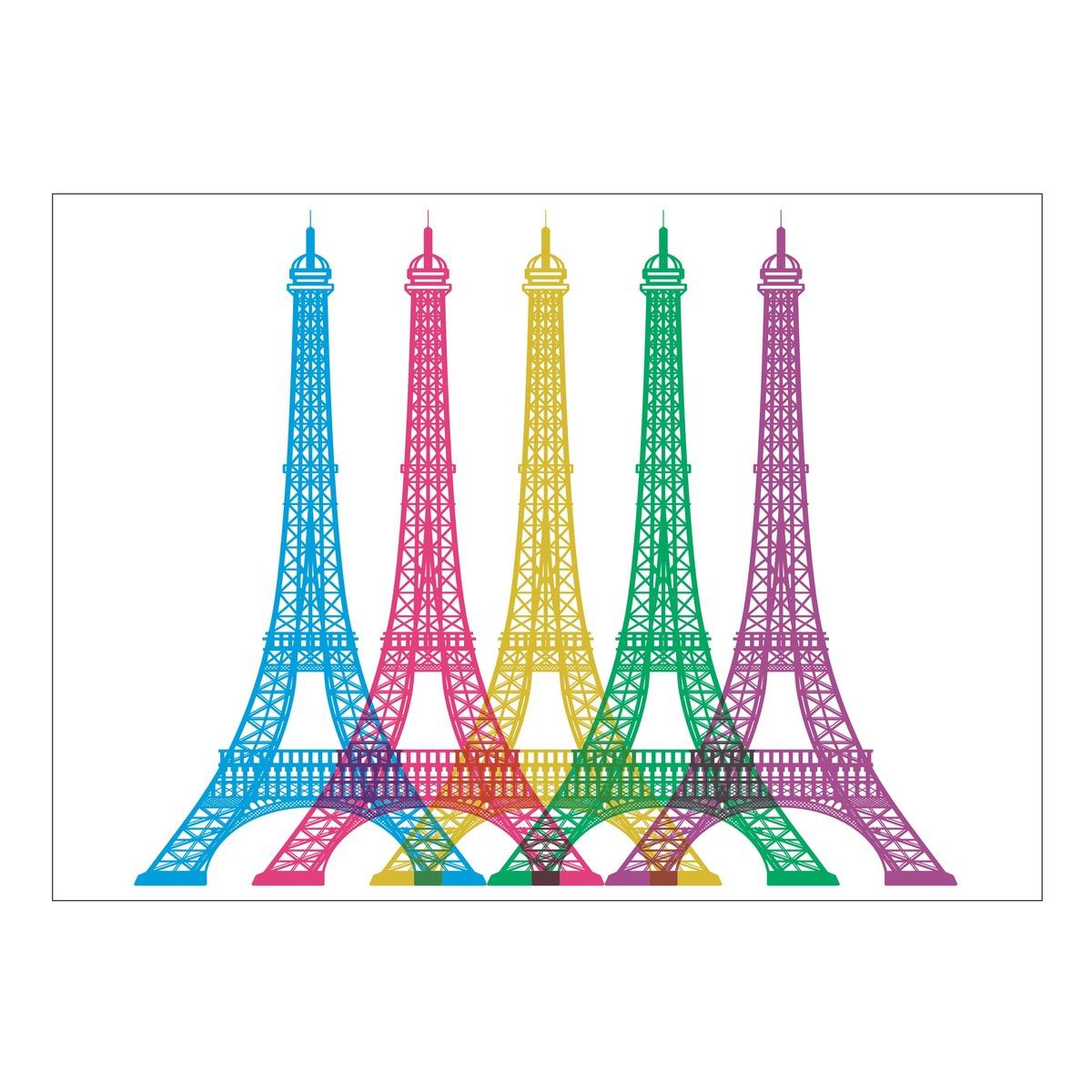 Sticker coloré City - 50 x 70 cm - Modèle Tour Eiffel