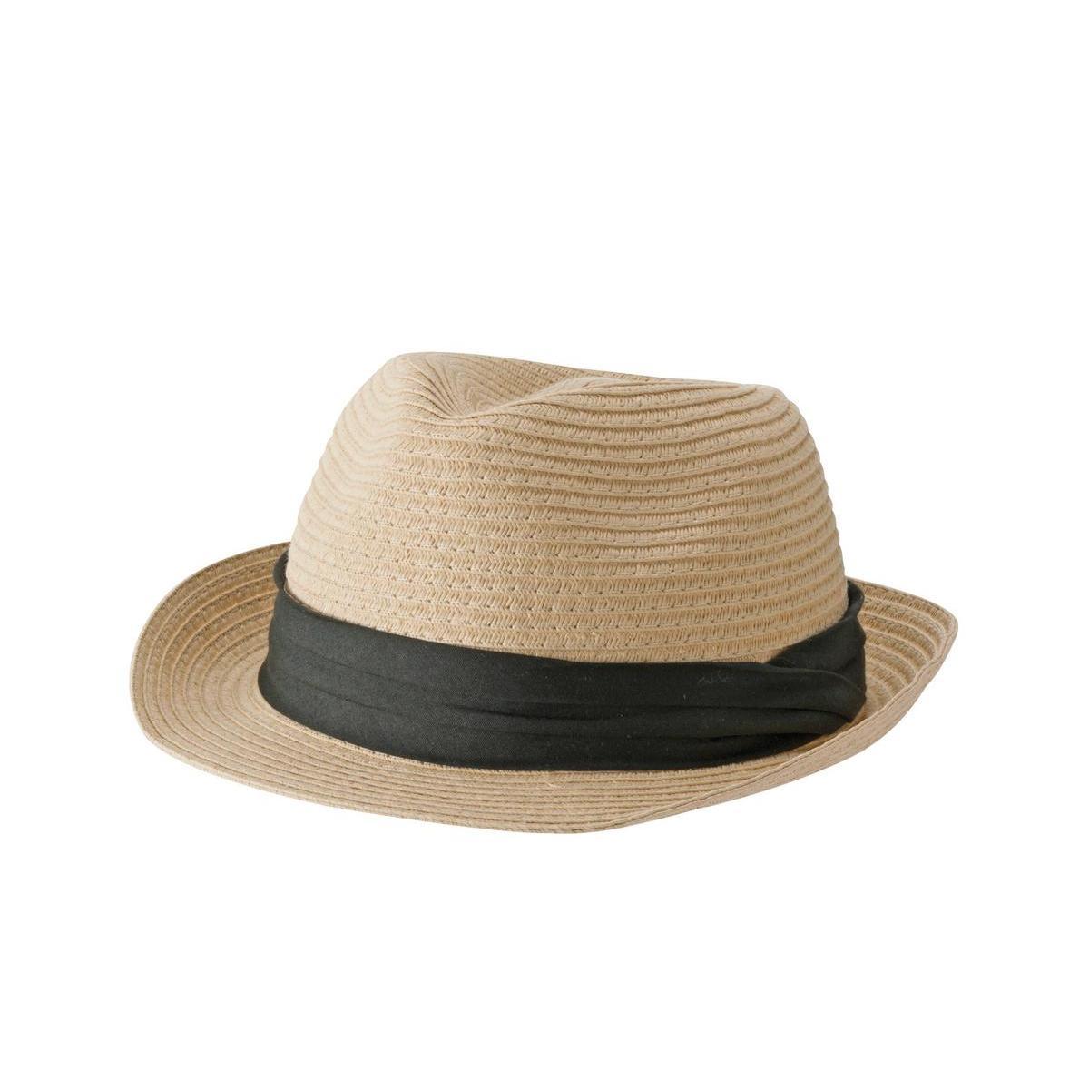 Chapeau panama - Paille de papier - T 55, 57 ou 59 - Beige et lien marron