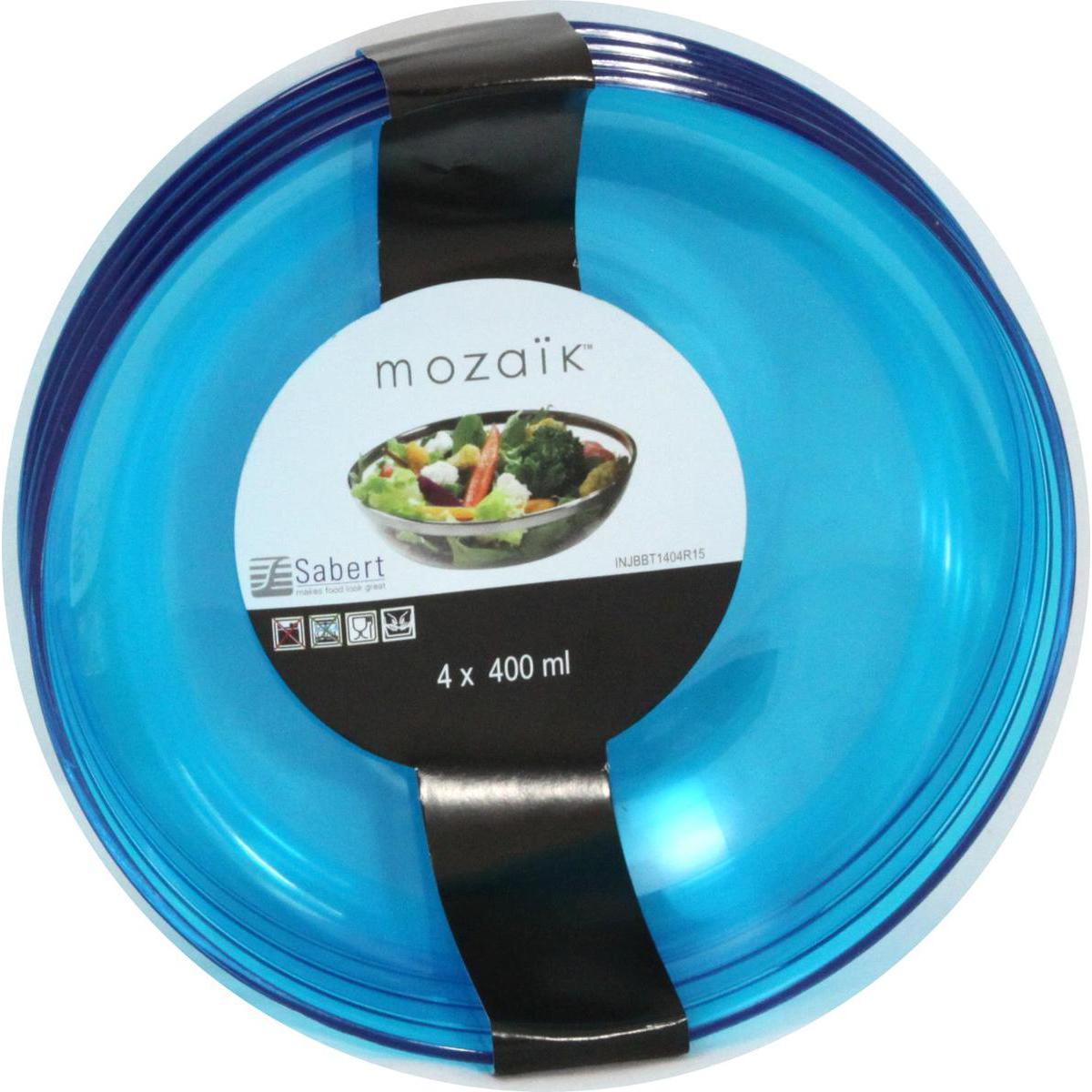 Lot de 4 coupelles en plastique réutilisable - 14 cm - 40 cl -Polystyrène- Bleu turquoise