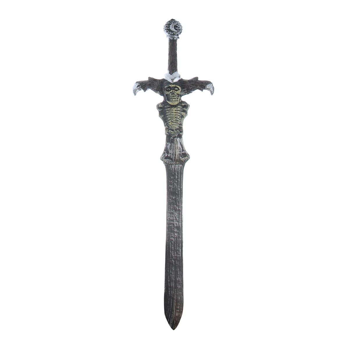 Épée colossale de guerrier en plastique avec squelette - Longueur 102,5 cm - Gris et noir