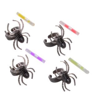 4 bagues araignées lumineuses - Diamètre 2,5 cm - Multicolore