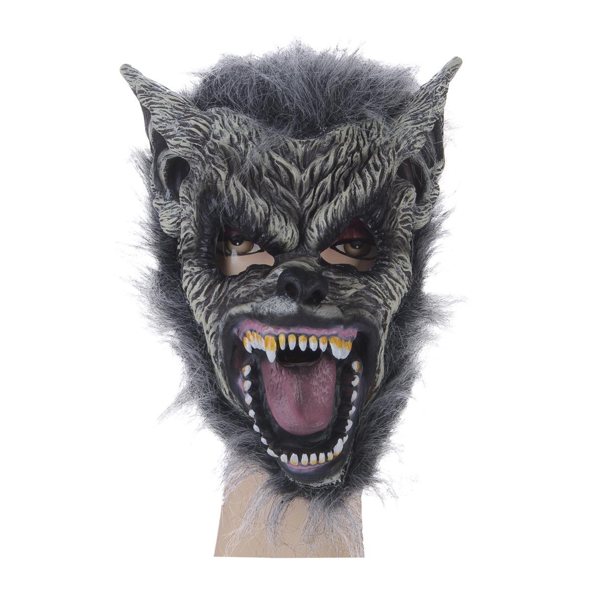 Masque de loup-garou velu en PVC pour adulte - taille unique - Gris