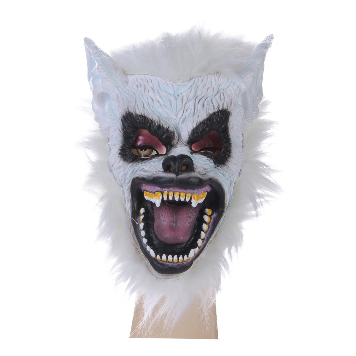 Masque de loup-garou velu en PVC pour adulte - taille unique - Blanc