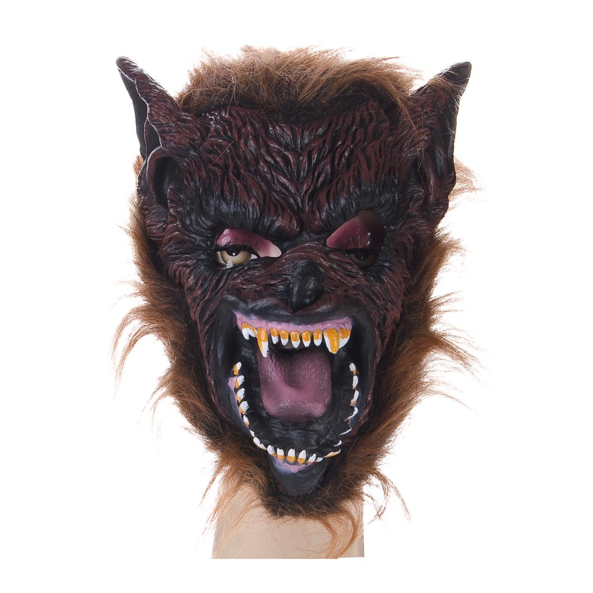 Masque de loup-garou velu en PVC pour adulte - taille unique - Marron