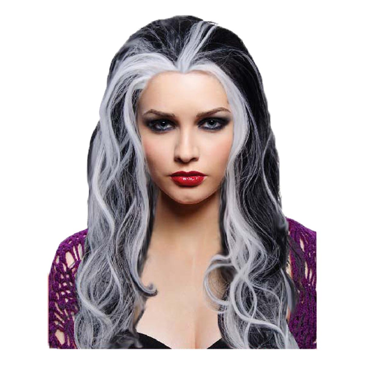 Perruque de vampire pour femme - taille unique - Noir et gris