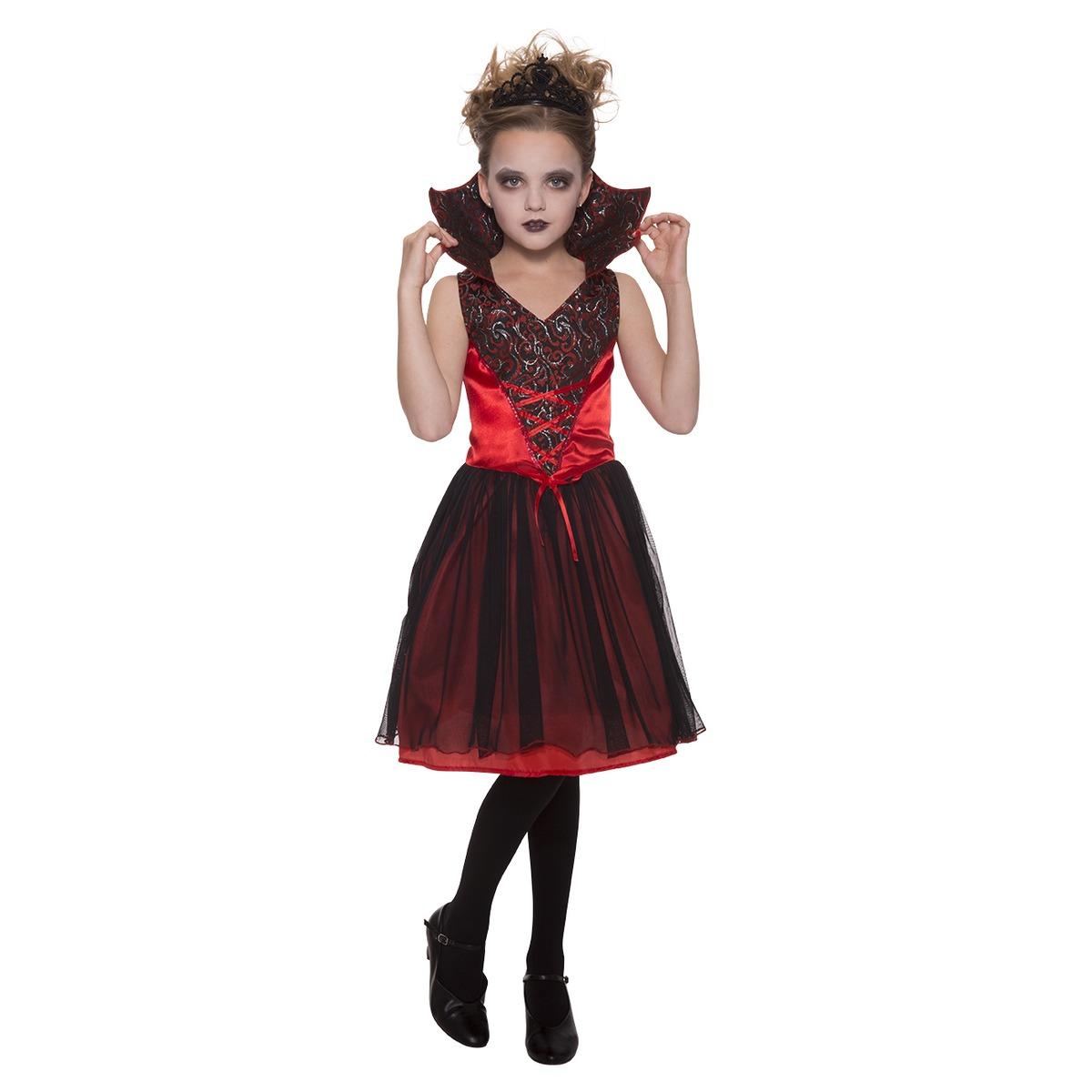 Déguisement vampire raffinée - 4 - 12 ans - Noir et rouge