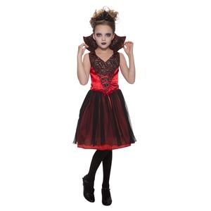 Déguisement de vampire raffinée pour fille - Taille 10 à 12 ans - Rouge, noir