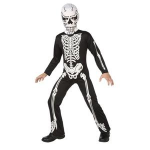 Déguisement de squelette pour enfant - Taille 4 à 9 ans - Noir, blanc