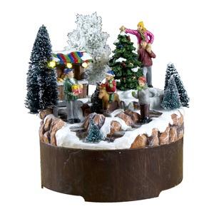 Village de Noël musical et lumineux famille Noël - 18 x 18 x 20 cm - Multicolore