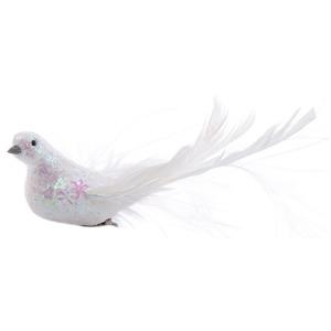 Pince colombe en plume - Longueur 22 cm - Blanc