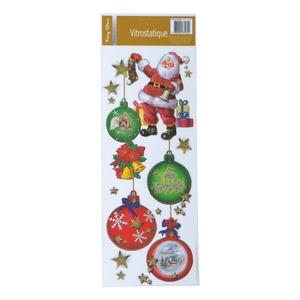 Vitrostatique de Noël boules pailleté - 15 x 42 cm - Différents modèles